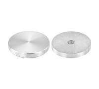 sourcing map M10 Thread 50mm Diameter Round Shape Aluminum Disc Hardware 2pcs, Aluminum Circle Disc Glass Top Adapter for Glass Table, Silver