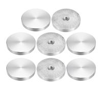 sourcing map M10 Thread 50mm Diameter Round Shape Aluminum Disc Hardware 8pcs, Aluminum Circle Disc Glass Top Adapter for Glass Table