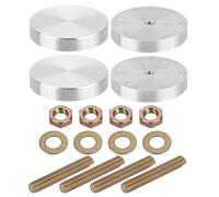 sourcing map M10 Thread 55mm Diameter 10mm Thick Round Shape Aluminum Disc Set of 4 - with Mounting Screws, Glass Table Top Aluminum Circle Disc Adapter for Glass Table Tea Tables