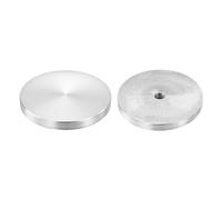 sourcing map M10 Thread 70mm Diameter Round Shape Aluminum Disc Hardware 2pcs, Aluminum Circle Disc Glass Top Adapter for Glass Table, Silver