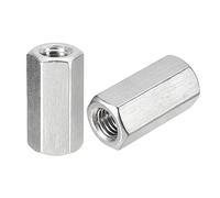 sourcing map M10 x 1.5-Pitch 35mm Length Coupling Nuts, 2pcs 304 Stainless Steel Metric Hex Rod Coupling Nuts