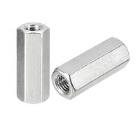 sourcing map M10 x 1.5-Pitch 45mm Length Coupling Nuts, 4pcs 304 Stainless Steel Metric Hex Rod Coupling Nuts