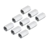 sourcing map M10 x 1 Pitch Carbon Steel Hex Coupling Nuts, 12Pcs 25mm/ 1" Length Fully Threaded Rod Coupling Nut Stud Fine Thread Pipe Connector Fasteners, Silver
