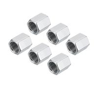 sourcing map M10 x 1 Pitch Carbon Steel Hex Coupling Nuts, 6Pcs 15mm/ 0.6" Length Fully Threaded Rod Coupling Nut Stud Fine Thread Pipe Connector Fasteners, Silver