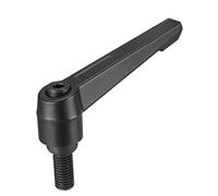 sourcing map M10 x 20mm Handle Adjustable Clamping Lever Thread Push Button Ratchet Male Threaded Stud Knobs Rotating Screw Handles Bolts with Locking Lever Black