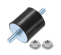 sourcing map M10 x 27mm Rubber Mounts, 50 x 50mm Cylindrical Anti Vibration Isolator Studs Shock Absorber Double Studs with Nuts for Car Bobbin Generator Air Compressors
