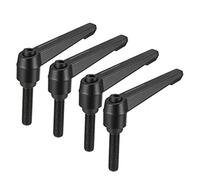 sourcing map M10 x 40mm Handle Adjustable Clamping Lever Thread Push Button Ratchet Male Threaded Stud Knobs Locking Rotating Screw Handles Quick Release Bolt Black 4pcs
