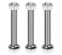 sourcing map M10 x 80mm 304 Stainless Steel Hex Head Screws Bolts, Nuts, Flat & Lock Washers Assortment Kit, Fully Threaded, Bright Finish for Home, Electronic, Machine, 3 Sets