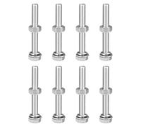 sourcing map M10 x 80mm Hex Head Screws Bolts, Nuts, Flat & Lock Washers Kits, 304 Stainless Steel Fully Thread Hexagon Bolts 8 Sets