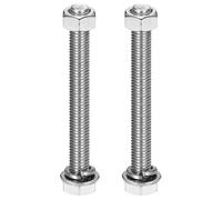 sourcing map M10 x 90mm 304 Stainless Steel Hex Head Screws Bolts, Nuts, Flat & Lock Washers Assortment Kit, Fully Threaded, Bright Finish for Home, Electronic, Machine, 2 Sets
