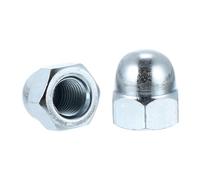 sourcing map M10x1.25 Acorn Cap Nuts, 5Pcs Carbon Steel Dome Cap Head Acorn Nut Hardware Nuts for Bolt Cover Chrome Finish, Silvery