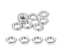 sourcing map M10x1.25mm Hex Nuts, 12Pcs 304 Stainless Steel Metric Fine Thread Hexagon Lock Nuts Fasteners for Machinery Automotive Industrial Use, 17mm / 0.67" Width 5mm / 0.2" Height