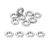 sourcing map M10x1.25mm Hex Nuts, 12Pcs 304 Stainless Steel Metric Fine Thread Hexagon Lock Nuts Fasteners for Machinery Automotive Industrial Use, 16mm / 0.63" Width 5mm / 0.2" Height