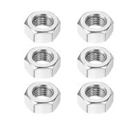 sourcing map M10x1.25mm Hex Nuts, 6Pcs 304 Stainless Steel Metric Fine Thread Hexagon Lock Nuts Fasteners 16mm/0.63" Width, 8mm/0.31" Height for Machinery Automotive Industrial Use