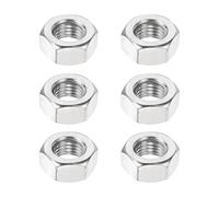 sourcing map M10x1.25mm Hex Nuts, 6Pcs 304 Stainless Steel Metric Fine Thread Hexagon Lock Nuts Fasteners 17mm/0.67" Width, 8mm/0.31" Height for Machinery Automotive Industrial Use