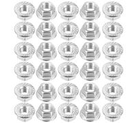 sourcing map M10x1.5mm Serrated Flange Hex Lock Nuts, 30Pcs 304 Stainless Steel Non-Slip Metric Hexagon Flange Nut, Full Thread, Bright Finish, Silver