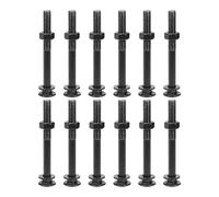 sourcing map M10x100mm Square Neck Carriage Bolts with Nuts & Washers, 12Set 304 Stainless Steel Round Head Square Neck Coach Bolt Screws, Black