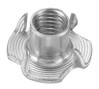 sourcing map M10x13mm T-Nuts 4 Pronged Tee Nut 304 Stainless Steel Threaded Inserts for for Wood, Rock Climbing Holds, Cabinetry, Furniture 50pcs
