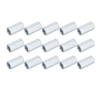 sourcing map M10x1mm Coupling Nuts, 15 Pcs Carbon Steel Galvanized Hex Rod Coupling Nuts Threaded Rod Connectors 30mm, for Industrial Construction Fasteners, White