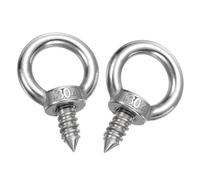 sourcing map M10x20mm Eye Hooks 2.5x1.6x1.6 Inch 304 Stainless Steel Eye Bolts Hammock Hooks for Screw Eyes Hanging Swing, Yoga Hammock Stand, Pack of 2