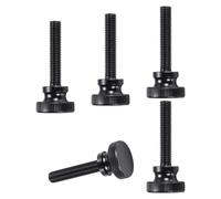 sourcing map M10x60mm Knurled Thumb Screws, Black Steel Flat Head Thumb Screws Zinc Plated Metric Knurled Head Bolts with Shoulder Grip Knobs Hand Tighten Thread Fasteners, 5 Pcs