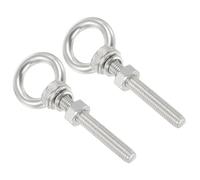 sourcing map M10x70 3/8"x2.75" Stainless Steel Eye Bolts Threaded Screw Eyebolt Shoulder Ring with Nuts Washers for Lifting Hanging, 2 Set