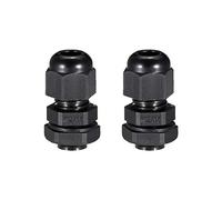 sourcing map M12 Cable Gland Waterproof Plastic Joint Adjustable Locknut Black for 3mm-6.5mm Dia Cable Wire 2 Pcs