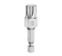 sourcing map M12 Triple Square Spline Bit 1/4" Hex Shank 2" (50mm) Long Magnetic No Hole Tip Tamper Proof 12 Point Spline Drive Bits S2 Steel Industrial Power Screwdrivers