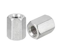 sourcing map M12 x 1.75-Pitch 25mm Length Coupling Nuts, 2pcs 304 Stainless Steel Metric Hex Rod Coupling Nuts