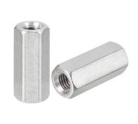 sourcing map M12 x 1.75-Pitch 45mm Length Coupling Nuts, 2pcs 304 Stainless Steel Metric Hex Rod Coupling Nuts