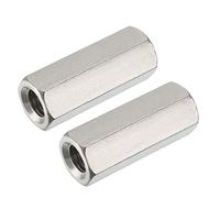 sourcing map M12 X 1.75-Pitch 50mm Length 304 Stainless Steel Metric Hex Coupling Nut, 2-Pack