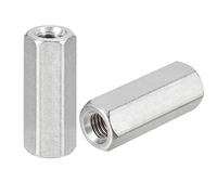 sourcing map M12 x 1.75-Pitch 50mm Length Coupling Nuts, 5pcs 304 Stainless Steel Metric Hex Rod Coupling Nuts