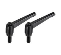 sourcing map M12 x 25mm Handle Adjustable Clamping Lever Thread Push Button Ratchet Male Threaded Stud Knobs Locking Rotating Screw Handles Quick Release Bolt Black 2pcs