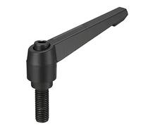 sourcing map M12 x 31.7mm Handle Adjustable Clamping Lever Thread Push Button Ratchet Male Threaded Stud Knobs Locking Rotating Screw Handles Quick Release Bolt Black