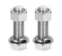 sourcing map M12 x 45mm 304 Stainless Steel Hex Head Screws Bolts, Nuts, Flat & Lock Washers Assortment Kit, Fully Threaded, Bright Finish for Home, Electronic, Machine, 2 Sets