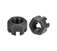 sourcing map M12x1.25mm Hexagon Slotted Nut, Grade 4.8 Carbon Steel Hex Nuts Good for Machinery Repairing, Black, 12Pcs