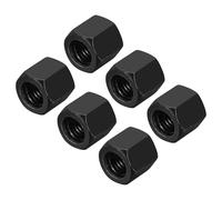 sourcing map M12x1.75mm Pitch Hex Coupling Nuts, 6Pcs 18mm / 0.7" Length Grade 10.9 Carbon Steel Fully Threaded Rod Coupling Nut Stud Coarse Thread Pipe Connector Fasteners, Black