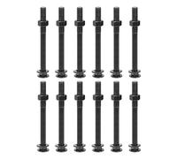 sourcing map M12x130mm Square Neck Carriage Bolts with Nuts & Washers, 12Set 304 Stainless Steel Round Head Square Neck Coach Bolt Screws, Black