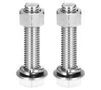 sourcing map M12x55mm Screws Bolts,Nuts,Flat&Lock Washers Kit,2 Sets | Hex Head Assortment,304 Stainless Steel,Fully Threaded,Bright Finish for Home,Electronic,Machine