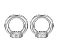 sourcing map M14-2x50mm Lifting Eye Nuts, 2 Pcs 304 Stainless Steel Round Ring Shape Female Threaded Nut Fastener for Home Repairs Rope Fitting