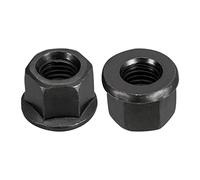sourcing map M14 Flange Hex Nuts, 2pcs Grade 10.9 Carbon Steel Black Oxide Finished Hex Flange Nuts for Machinery