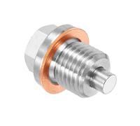 sourcing map M14x1.5 Magnetic Oil Drain Plug,25mm Length Magnetic Stainless Steel Oil Pan Drain Nut Bolt with Copper Crush Washer Universal Leak-proof Replacement Fits Most Cars