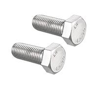 sourcing map M16 Hex Bolt M16-2 x 40mm 304 Stainless Steel 4.8 Grade Fully Threaded Hexagonal Head Screw Bolts 2pcs