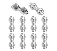 sourcing map M2 304 Stainless Steel Double Wire Rope Clips, Cable Clamp Fixing Clips for 1mm to 1.8mm Diameter Wire Rope Fastener, 10pcs