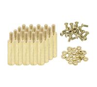 sourcing map M2.5 Male Brass Hex Spacer Standoffs Screws Nuts, 20 Set Hex Column Screw Nut Assortment Kit M2.5 * 16+6 Threaded Standoff for Raspberry Pi PCB Motherboard DIY