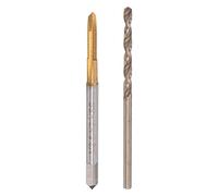 sourcing map M2.5 x 0.45 Spiral Point Thread Tap 2.1mm Drill Bit Set, Metric Titanium Plated Cobalt High Speed Steel Machine Screw Thread Tap Threading Tool