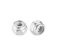 sourcing map M2.5 x 0.45mm Nylon Insert Hex Lock Nuts, 304 Stainless Steel, Plain Finish, Pack of 20