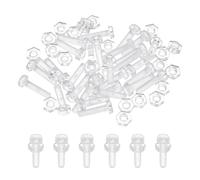 sourcing map M2.5x10mm Clear Acrylic Screws and Hex Nuts Kit, 30 Set PC Plastic Phillips Round Head Screw Metric Coarse Thread Bolts for Machine Accessories, Transparent