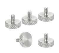 sourcing map M2.5x4mm Vernier Caliper Screws, 304 Stainless Steel Flat Head Thumb Screws Metric Diamond Knurled Head Bolts Grip Knobs Hand Tighten Thread Fasteners Lock Position, 5 Pcs