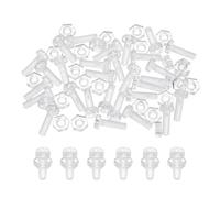 sourcing map M2.5x8mm Clear Acrylic Screws and Hex Nuts Kit, 30 Set PC Plastic Phillips Round Head Screw Metric Coarse Thread Bolts for Machine Accessories, Transparent